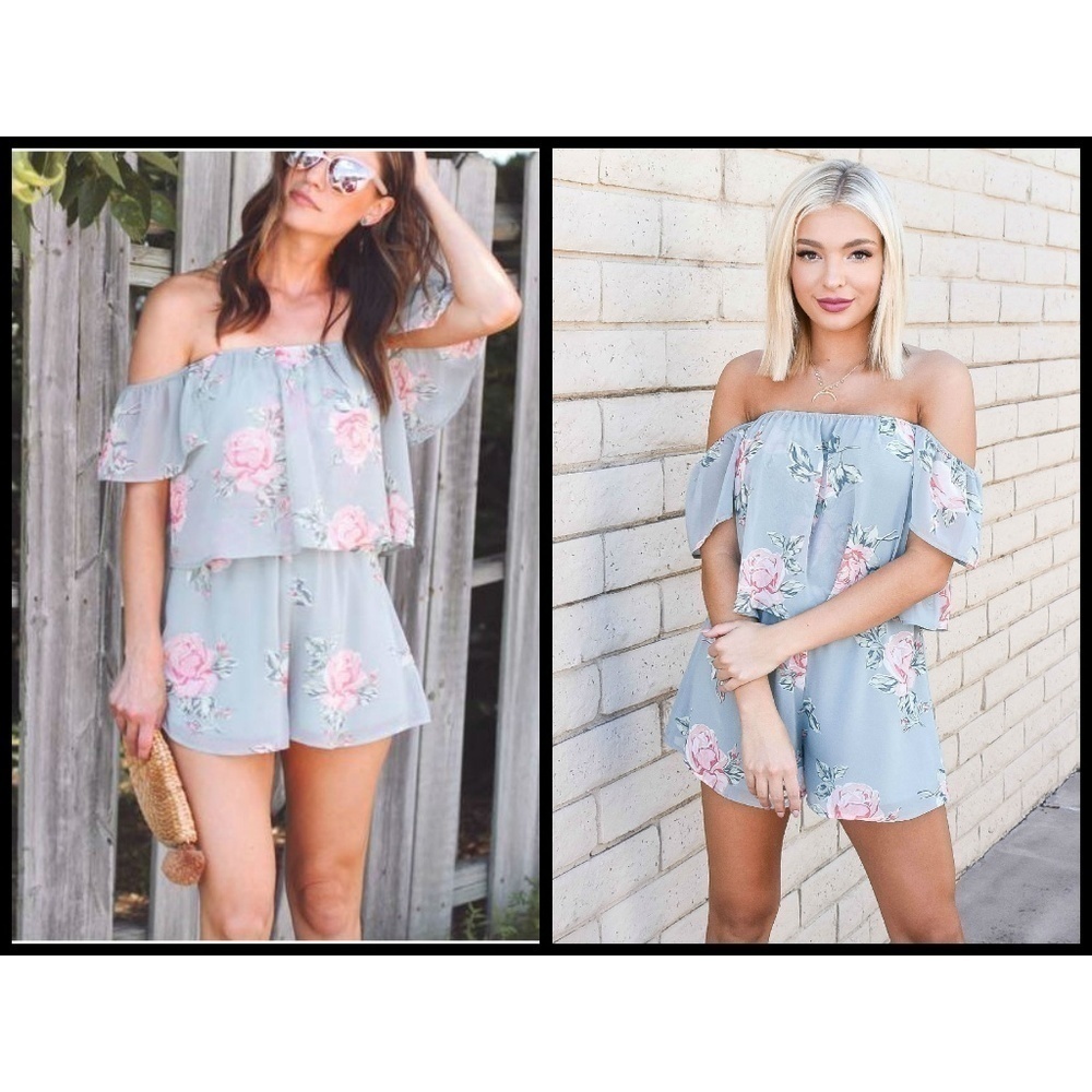 💕SHOW ME YOUR MUMU💕 Floral Off Shoulder Romper - Picture 6 of 8